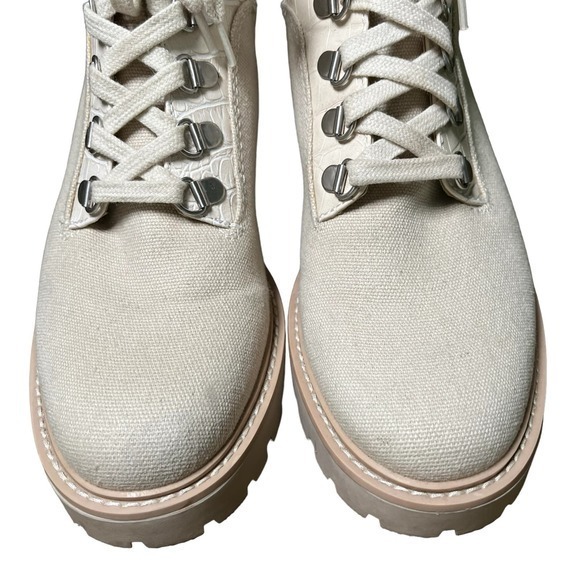 Dolce Vita Hank‎ Canvas Chunky Heel Combat Boots Lace Zip Creme Size 8.5 - Picture 6 of 10